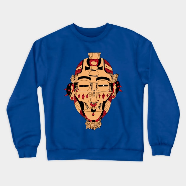 Red and Cream African Mask 5 Crewneck Sweatshirt by kenallouis